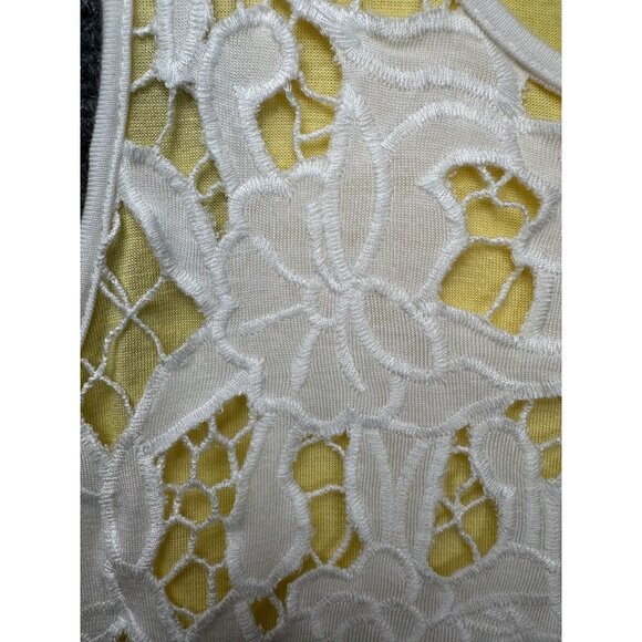 Anthropologie‎ Akemi Kin Tank Top Blouse Lace White Yellow White Hi-Low Size M - Picture 7 of 11